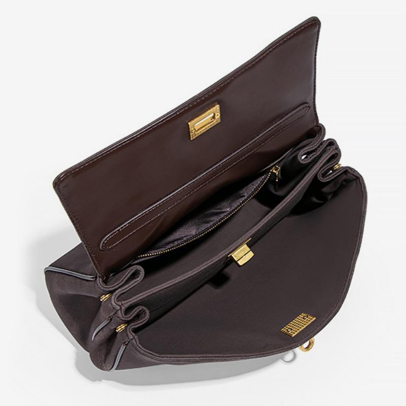 Kelly Bag style, Premium Matte Suede Flap Handbag, Large Capacity, Versatile For Commuting, Shoulder Bag / Crossbody Bag