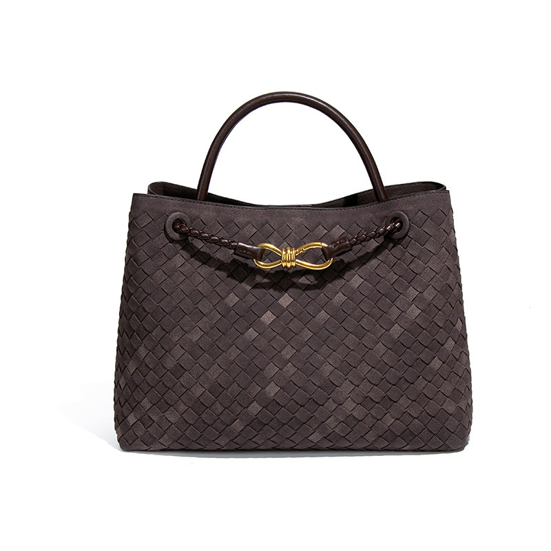 New European American Style Women's Handbag, Shoulder Bag, Crossbody Bag, Handmade Woven Soft Leather Tote Bag/Bucket Bag