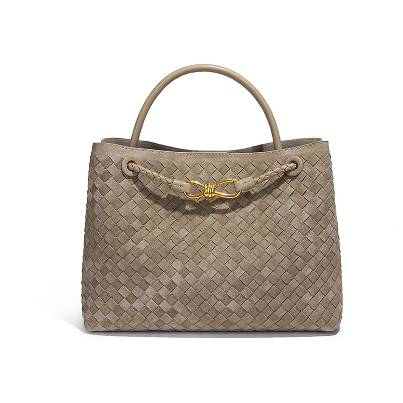New European American Style Women's Handbag, Shoulder Bag, Crossbody Bag, Handmade Woven Soft Leather Tote Bag/Bucket Bag