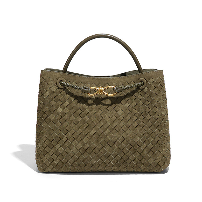 New European American Style Women's Handbag, Shoulder Bag, Crossbody Bag, Handmade Woven Soft Leather Tote Bag/Bucket Bag
