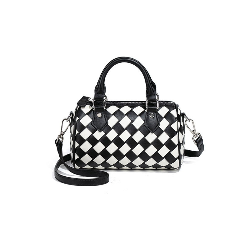 New Boston-Style Women's Handbag, Simple And Stylish, High-Quality Woven Bag, Pillow Bag, Diamond-Quilted Bag