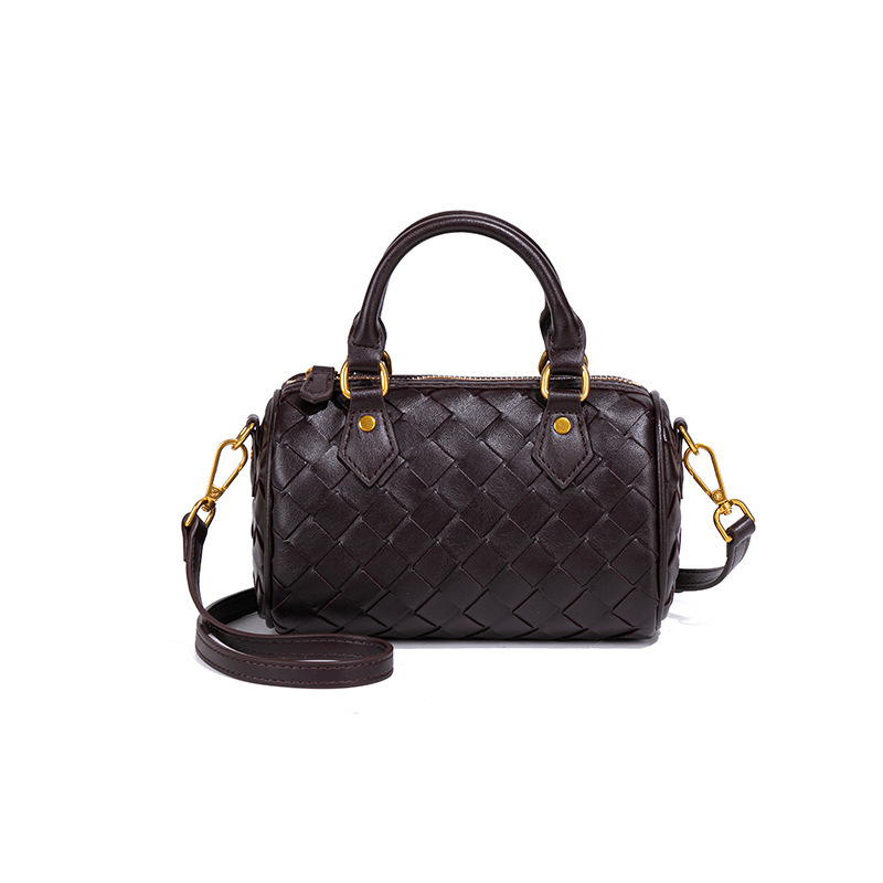 New Boston-Style Women's Handbag, Simple And Stylish, High-Quality Woven Bag, Pillow Bag, Diamond-Quilted Bag