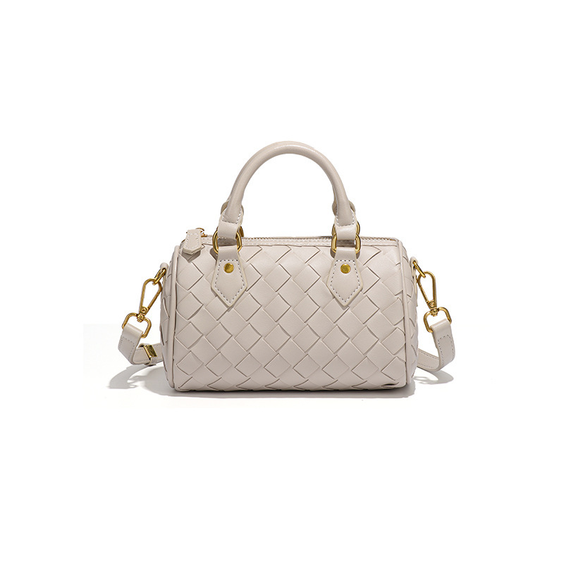 New Boston-Style Women's Handbag, Simple And Stylish, High-Quality Woven Bag, Pillow Bag, Diamond-Quilted Bag