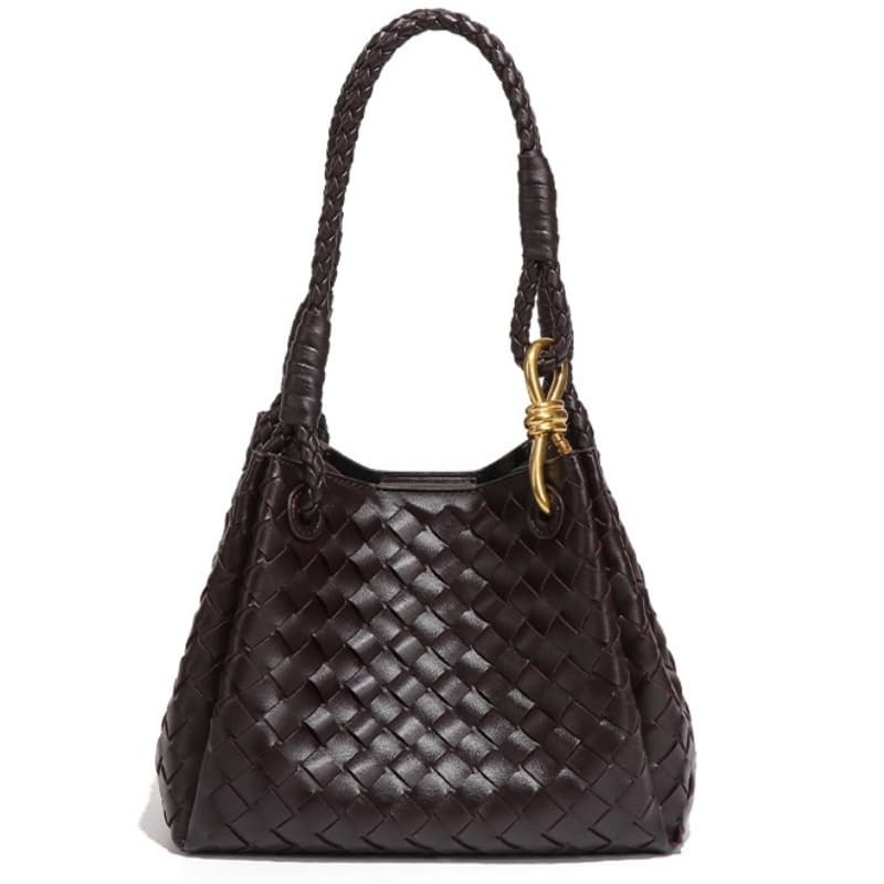 PU Handmade Woven Bag, New Style, With Metal Buckle, Single-Shoulder/Crossbody Tote bag