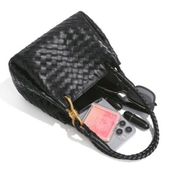 PU Handmade Woven Bag, New Style, With Metal Buckle, Single-Shoulder/Crossbody Tote bag