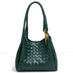 PU Handmade Woven Bag, New Style, With Metal Buckle, Single-Shoulder/Crossbody Tote bag