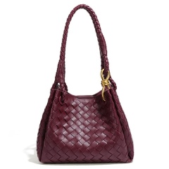 PU Handmade Woven Bag, New Style, With Metal Buckle, Single-Shoulder/Crossbody Tote bag