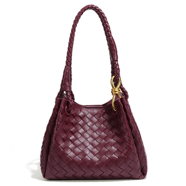 PU Handmade Woven Bag, New Style, With Metal Buckle, Single-Shoulder/Crossbody Tote bag