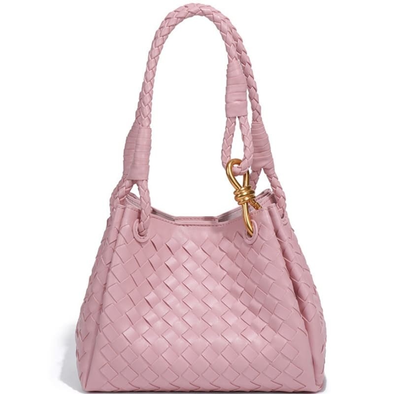 PU Handmade Woven Bag, New Style, With Metal Buckle, Single-Shoulder/Crossbody Tote bag