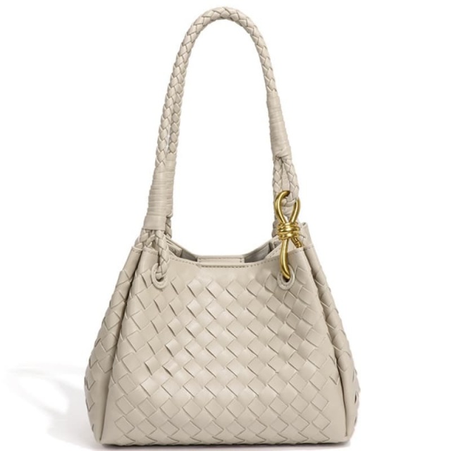 PU Handmade Woven Bag, New Style, With Metal Buckle, Single-Shoulder/Crossbody Tote bag