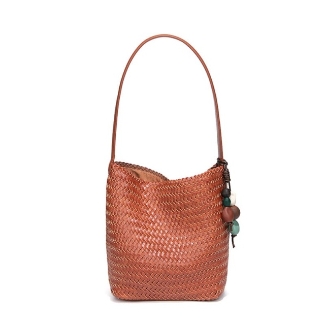 New Woven Bucket Bag, Large Capacity Design, Textured, Versatile For Commuting, Shoulder Bag, Large Tote Bag