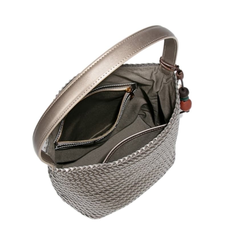 New Woven Bucket Bag, Large Capacity Design, Textured, Versatile For Commuting, Shoulder Bag, Large Tote Bag