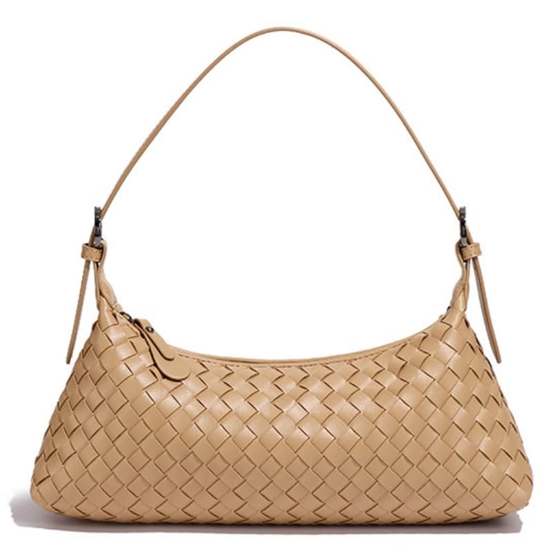 French Woven Baguette Bag, Stylish And Versatile Soft Leather Shoulder Bag, Crossbody Bag, Crescent-Shaped Bag