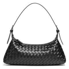 French Woven Baguette Bag, Stylish And Versatile Soft Leather Shoulder Bag, Crossbody Bag, Crescent-Shaped Bag