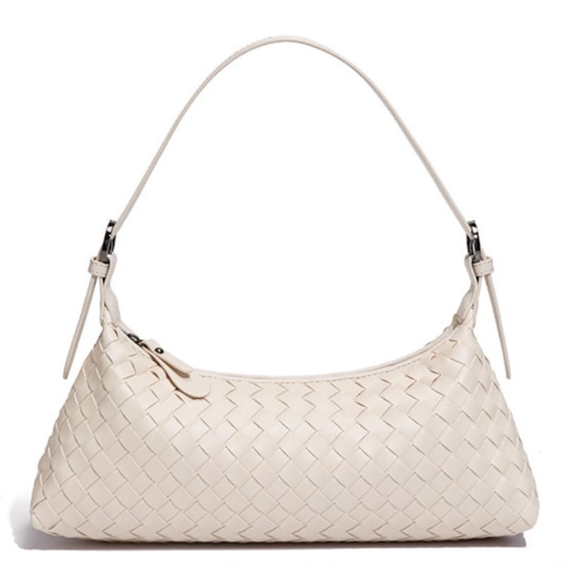 French Woven Baguette Bag, Stylish And Versatile Soft Leather Shoulder Bag, Crossbody Bag, Crescent-Shaped Bag