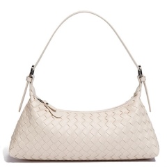 French Woven Baguette Bag, Stylish And Versatile Soft Leather Shoulder Bag, Crossbody Bag, Crescent-Shaped Bag