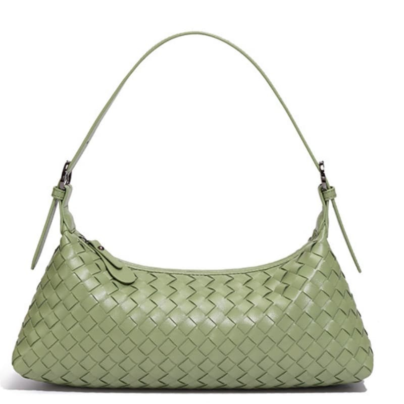 French Woven Baguette Bag, Stylish And Versatile Soft Leather Shoulder Bag, Crossbody Bag, Crescent-Shaped Bag