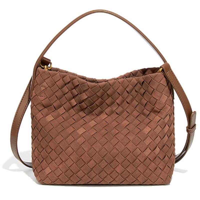 New Woven Soft Leather Tote Bag, Relaxed Fit, Suitable For Commuting, Underarm Bag, Suede, Stylish Tote Bag