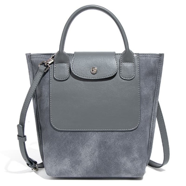 New Women's Bag, French Style, Longchamp Suede Patchwork, Large Capacity Tote Bag, Shoulder Bag, Bucket Bag