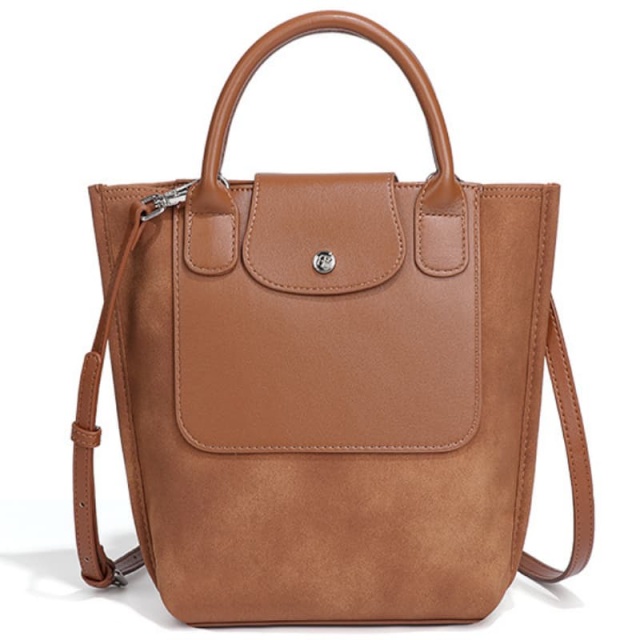New Women's Bag, French Style, Longchamp Suede Patchwork, Large Capacity Tote Bag, Shoulder Bag, Bucket Bag