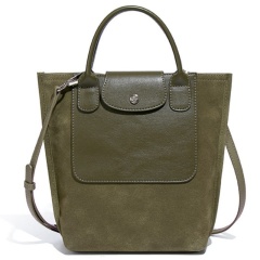New Women's Bag, French Style, Longchamp Suede Patchwork, Large Capacity Tote Bag, Shoulder Bag, Bucket Bag