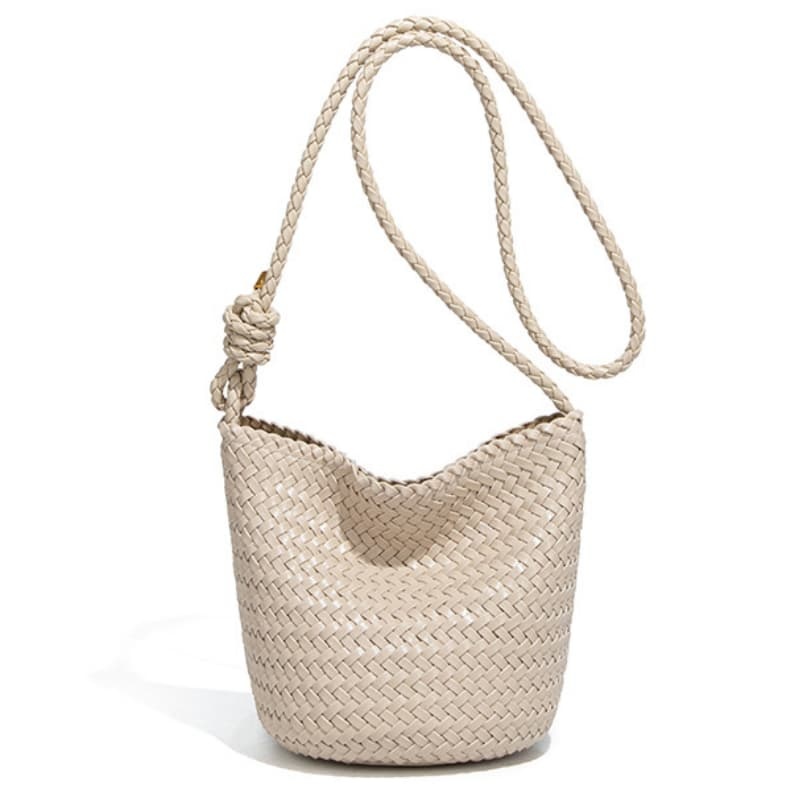 Korean Trendy New Woven Bags For Women, Luxurious Retro Style, Handmade Woven Bucket Bags And Crossbody Bags