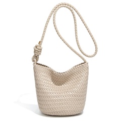 Korean Trendy New Woven Bags For Women, Luxurious Retro Style, Handmade Woven Bucket Bags And Crossbody Bags