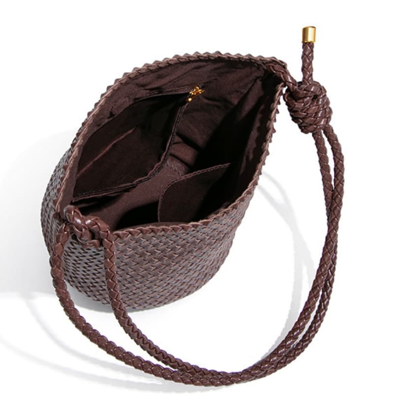 Korean Trendy New Woven Bags For Women, Luxurious Retro Style, Handmade Woven Bucket Bags And Crossbody Bags