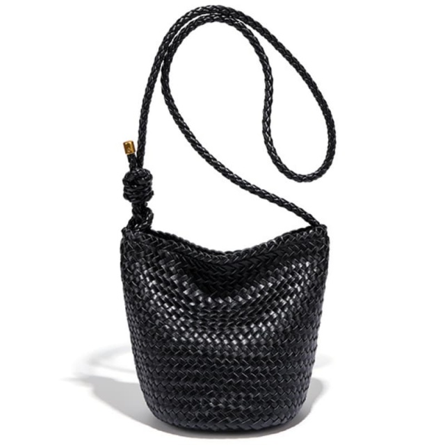 Korean Trendy New Woven Bags For Women, Luxurious Retro Style, Handmade Woven Bucket Bags And Crossbody Bags