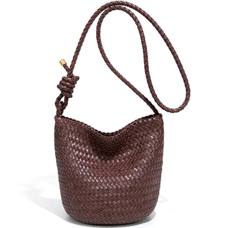 Korean Trendy New Woven Bags For Women, Luxurious Retro Style, Handmade Woven Bucket Bags And Crossbody Bags