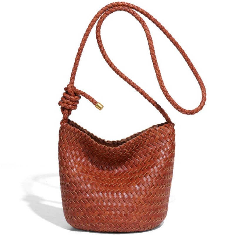 Korean Trendy New Woven Bags For Women, Luxurious Retro Style, Handmade Woven Bucket Bags And Crossbody Bags