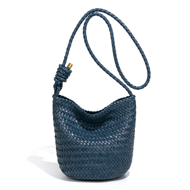 Korean Trendy New Woven Bags For Women, Luxurious Retro Style, Handmade Woven Bucket Bags And Crossbody Bags
