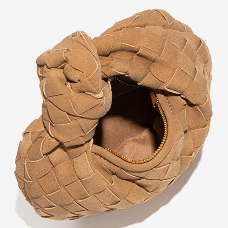 New Stylelish Women's Handbag, Knotted Woven Bag, Retro Suede Mini Dumpling Bag