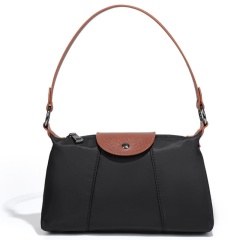 Niche Design New Women's Bags: Retro Brown Small Square Bag, Nylon Vertical Stripe Shoulder/Crossbody bag