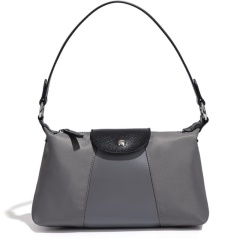 Niche Design New Women's Bags: Retro Brown Small Square Bag, Nylon Vertical Stripe Shoulder/Crossbody bag