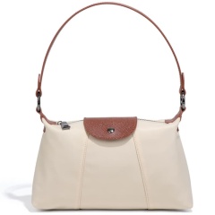 Niche Design New Women's Bags: Retro Brown Small Square Bag, Nylon Vertical Stripe Shoulder/Crossbody bag