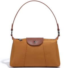 Niche Design New Women's Bags: Retro Brown Small Square Bag, Nylon Vertical Stripe Shoulder/Crossbody bag
