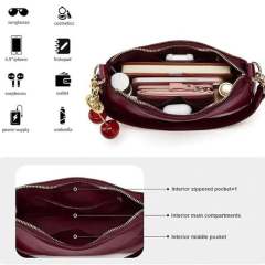 Shoulder Bag for Women Cute Hobo Cherry Purse Retro Clutch Underarm Handbag with Removable Straps