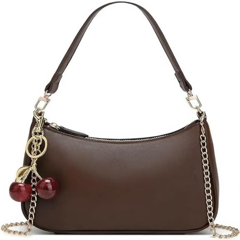 Shoulder Bag for Women Cute Hobo Cherry Purse Retro Clutch Underarm Handbag with Removable Straps