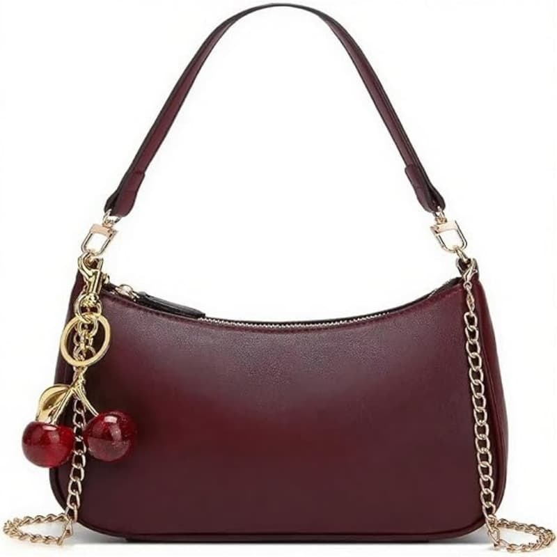 Shoulder Bag for Women Cute Hobo Cherry Purse Retro Clutch Underarm Handbag with Removable Straps