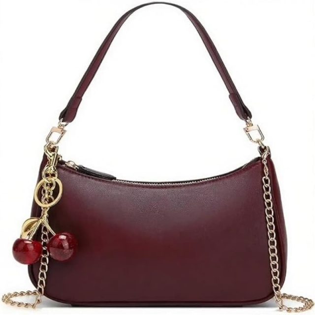 Shoulder Bag for Women Cute Hobo Cherry Purse Retro Clutch Underarm Handbag with Removable Straps