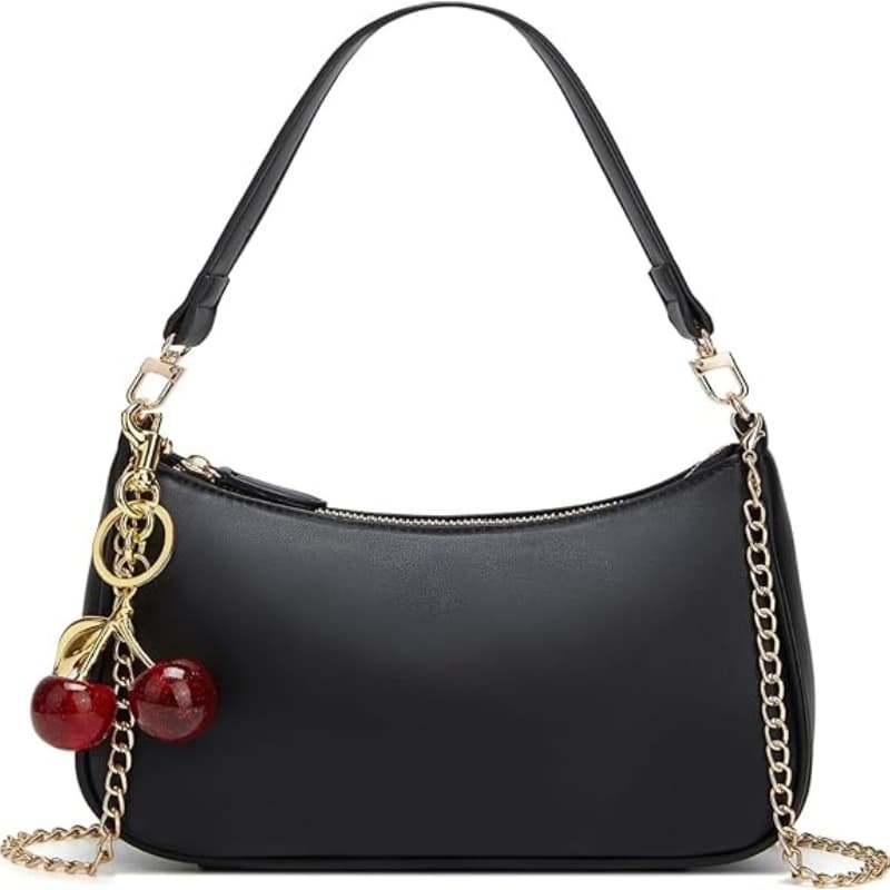 Shoulder Bag for Women Cute Hobo Cherry Purse Retro Clutch Underarm Handbag with Removable Straps