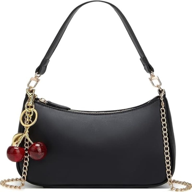 Shoulder Bag for Women Cute Hobo Cherry Purse Retro Clutch Underarm Handbag with Removable Straps
