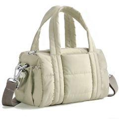 New Women's Down-Filled Handbag With Top Handle, Lightweight, Handmade, Waterproof Nylon Puffy Shoulder Bag