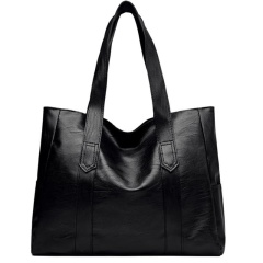 Simple New PU Soft Leather Trendy Zipper Tote Bag, Large Capacity Shoulder Bag