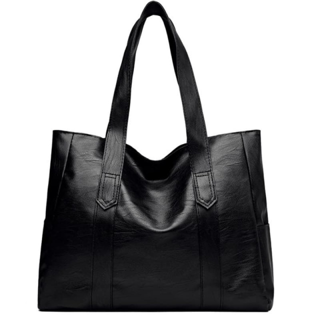 Simple New PU Soft Leather Trendy Zipper Tote Bag, Large Capacity Shoulder Bag