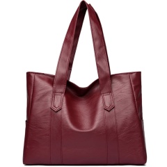 Simple New PU Soft Leather Trendy Zipper Tote Bag, Large Capacity Shoulder Bag