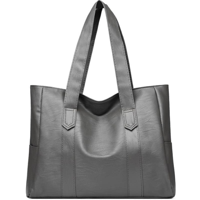 Simple New PU Soft Leather Trendy Zipper Tote Bag, Large Capacity Shoulder Bag