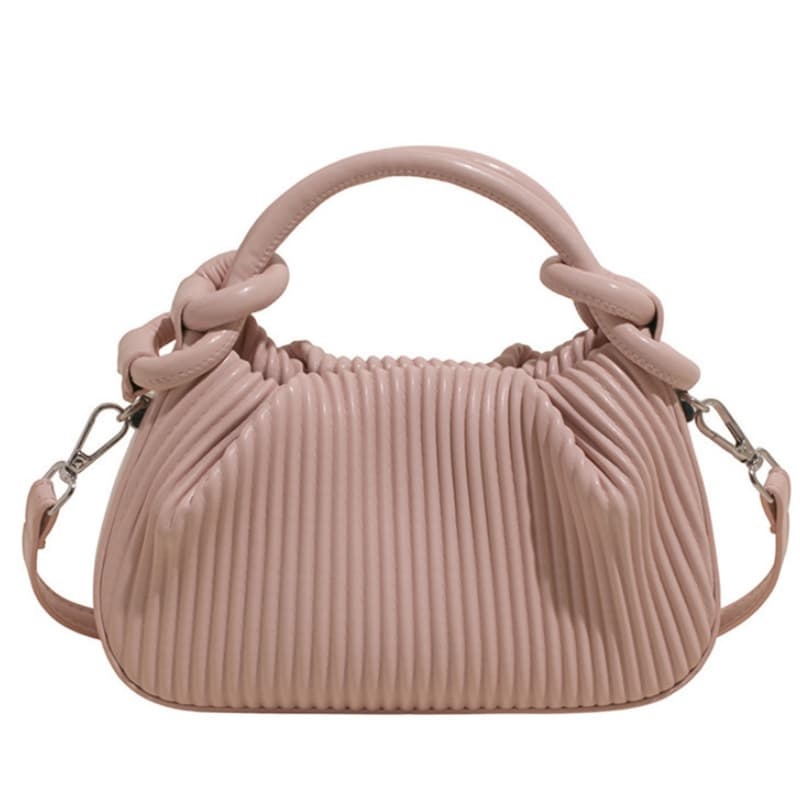 Niche And Personalized Pleated Striped Small Handbag For Women, Stylish, Versatile Bucket Bag