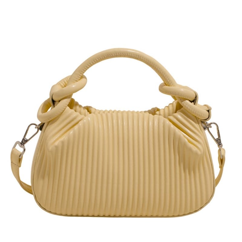Niche And Personalized Pleated Striped Small Handbag For Women, Stylish, Versatile Bucket Bag